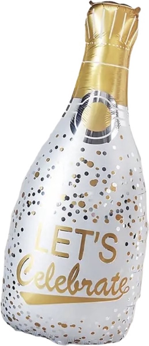 Folie Ballon Fles LET^S CELEBRATE ( Zilver 98 x 48 cm )